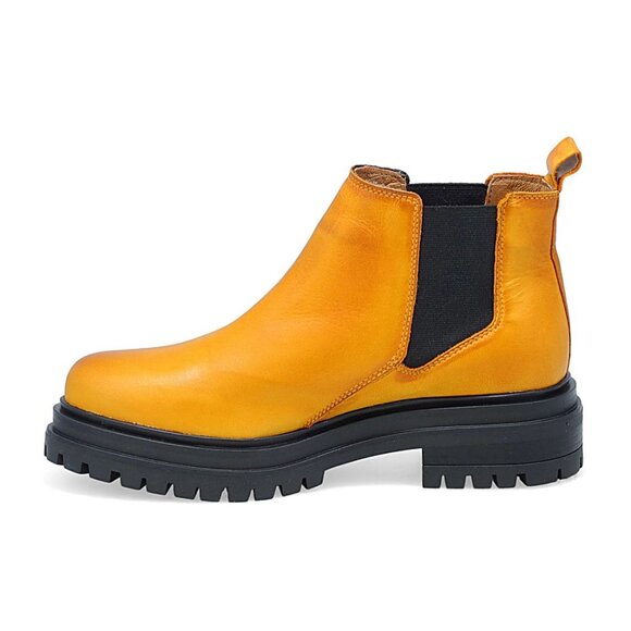 Miz Mooz Levona Chelsea Boots Size 38 7.5 8 Lug Sole Ochre Yellow Leather NEW - Picture 5 of 15